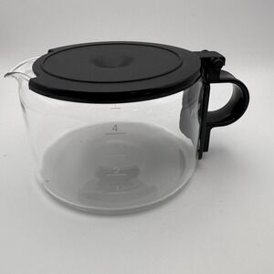 Braun Aromaster 4 Cup Replacement Glass Coffee Pot Carafe Black Lid
